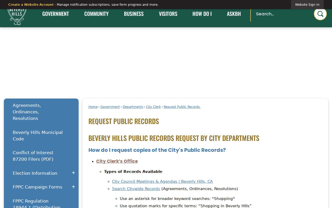 Beverly Hills people search using LA County vital records application portal