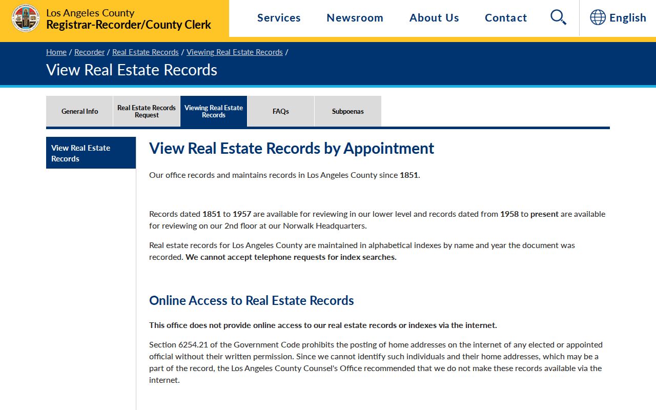 Beverly Hills people search using LA County recorder real estate records