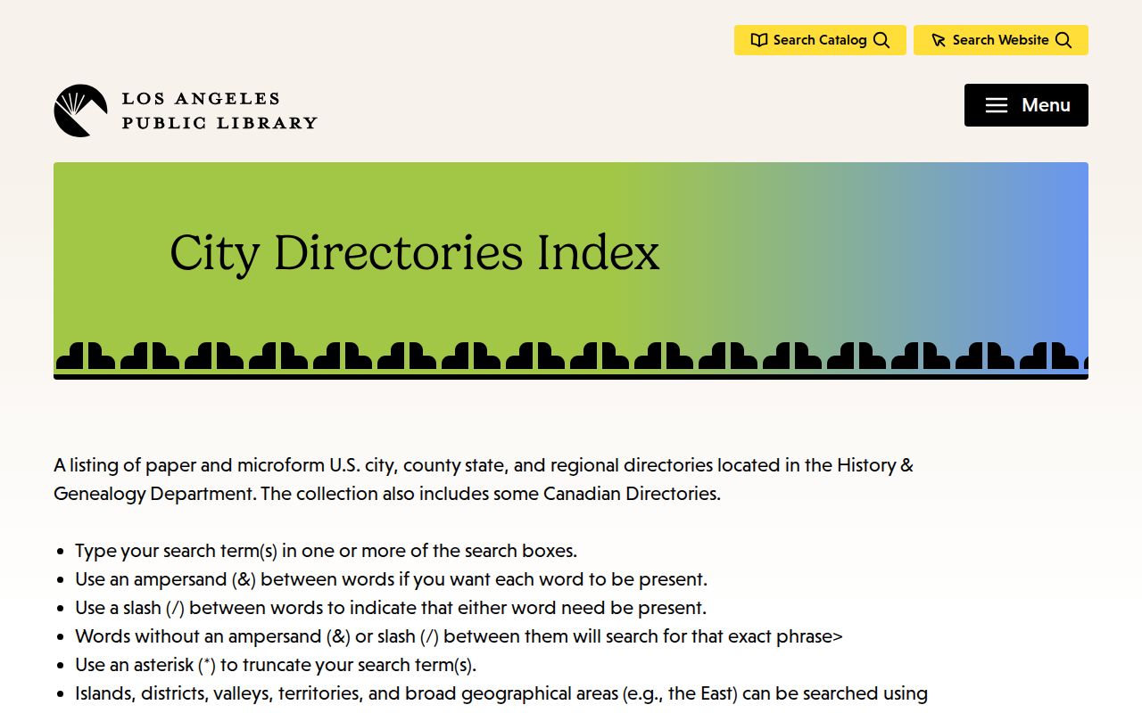 Beverly Hills people directories LAPL city directories index