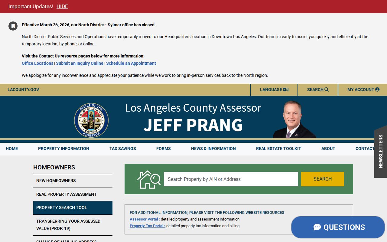 Beverly Hills public records LA County Assessor property search information page